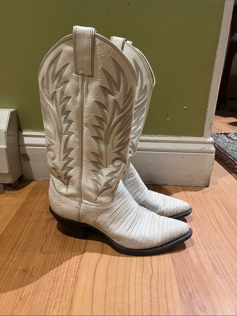 White Western Dallas Cowboy cheerleaders 7 Boots Classic real leather good/fair